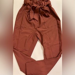 GRACE KARIN Women's Slim Casual Cropped Paper Bag Waist Pants with Pockets